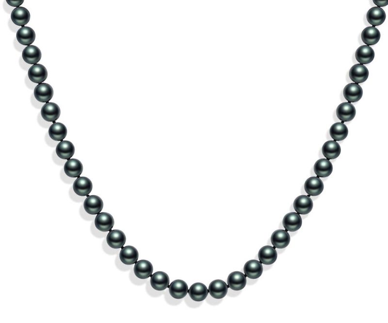 6-7mm Akoya Black Pearl Strand 18" in 14k White Gold image number null
